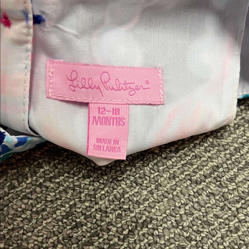 NWOT Lilly Pulitzer Blue and Pink Fish Print Baby Dress 12-18 months - Picture 3 of 3